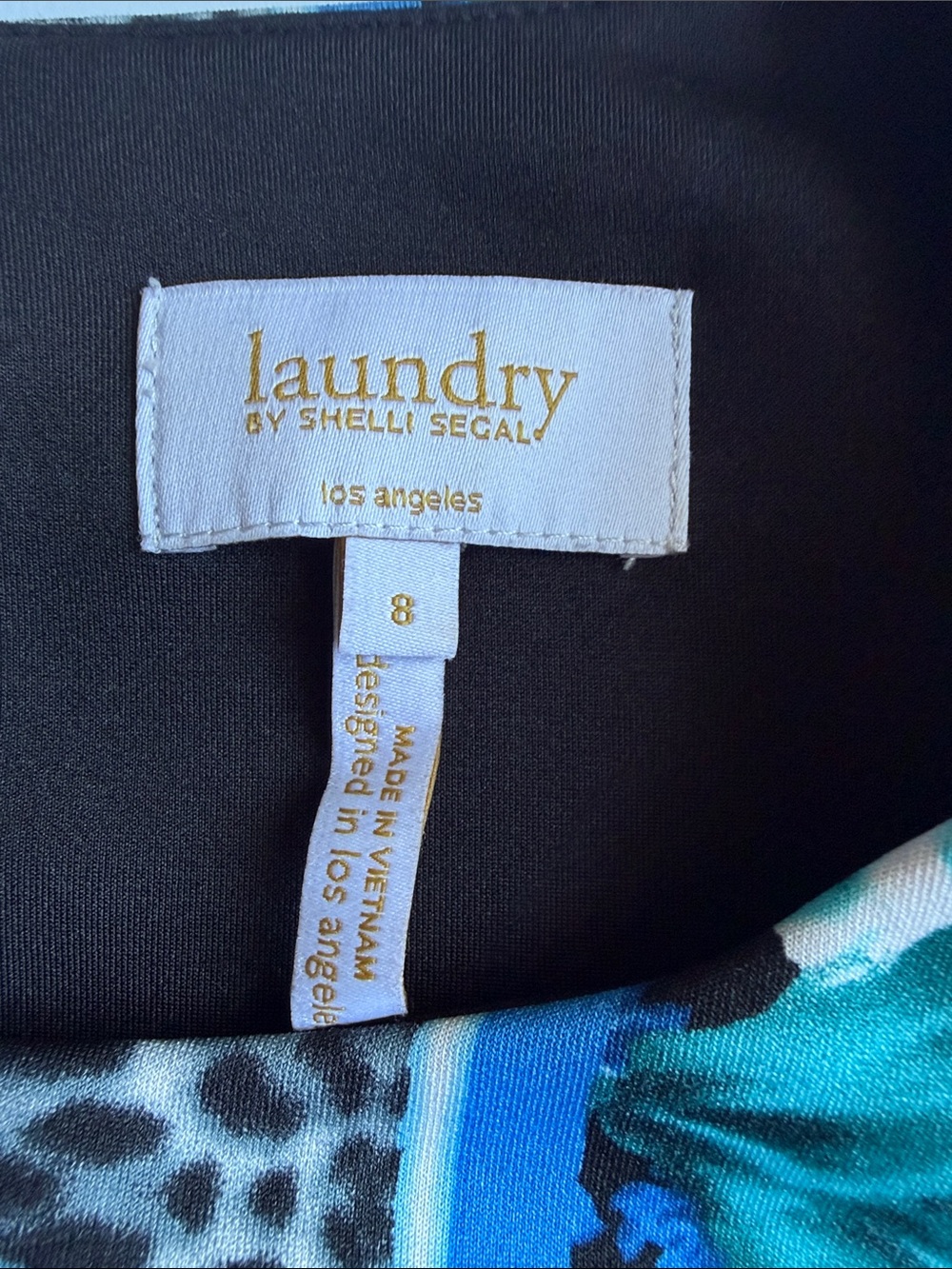 Laundry Shelli Segal Blue & Black Printed Two-Piece Skirt Set sz 8 stretchy KH - Picture 3 of 10